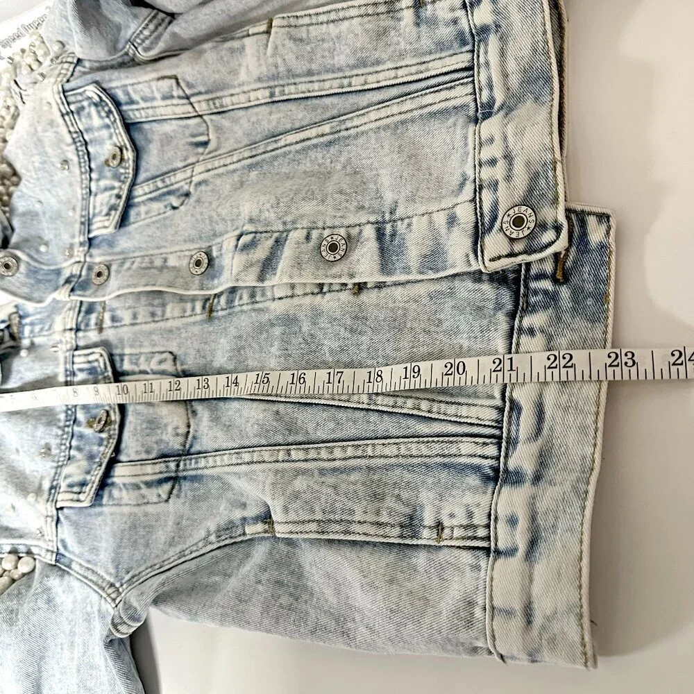 Pearls Beaded Denim Jacket - Picture 9 of 9
